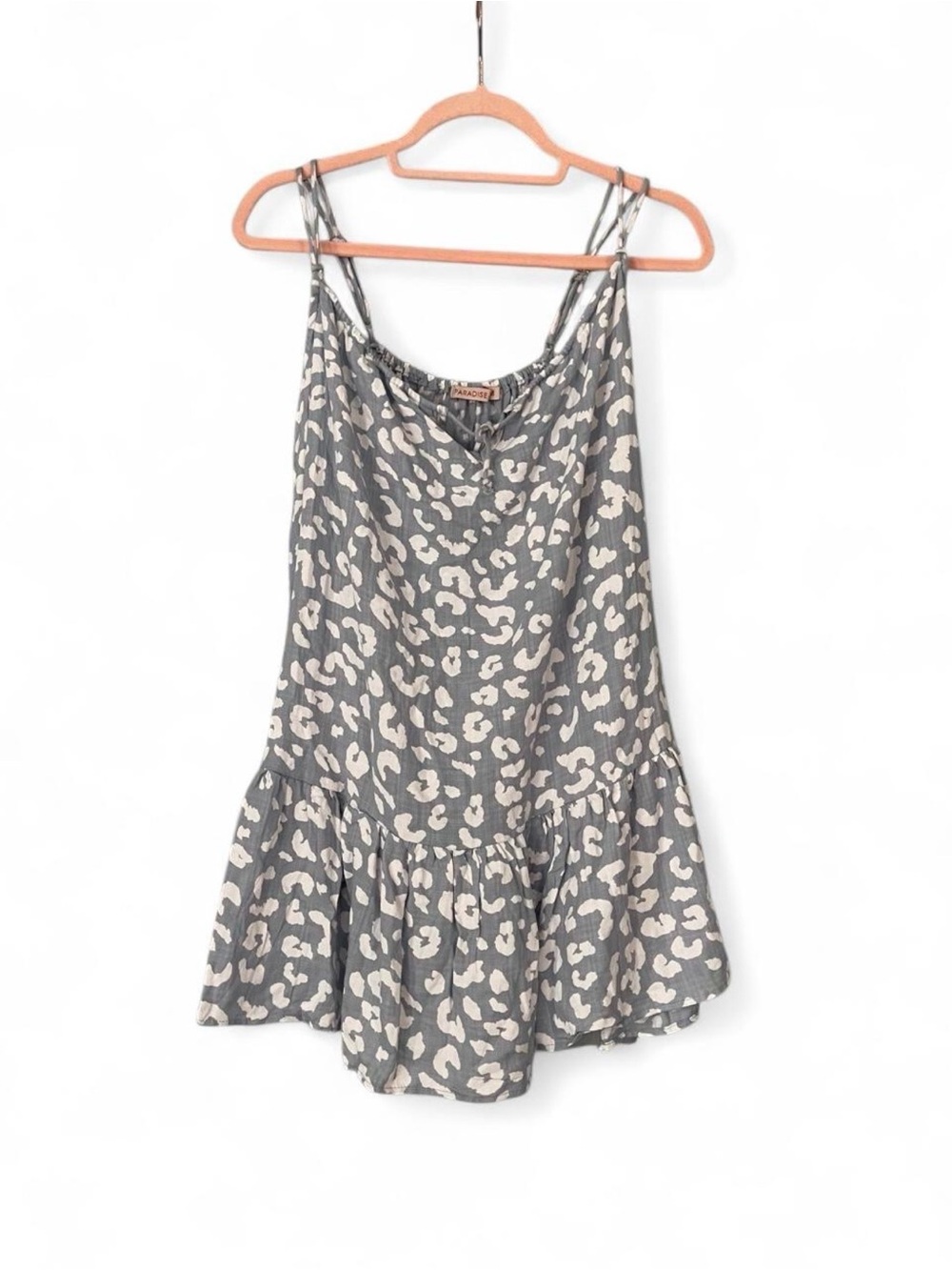 Blue & White Leopard Print Spaghetti Strap Camisole Dress